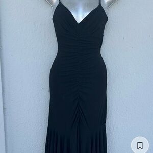 Betsey Johnson Ruched Black Midi Dress